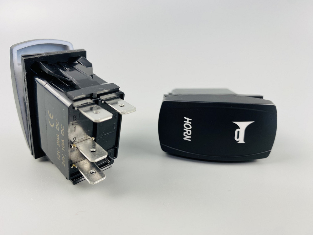 Клавіша вимикач ON-OFF-ON, 4 ніжки, синя підсвітка, малюнок — "сигнал додатковий". Мукачево - фото 8