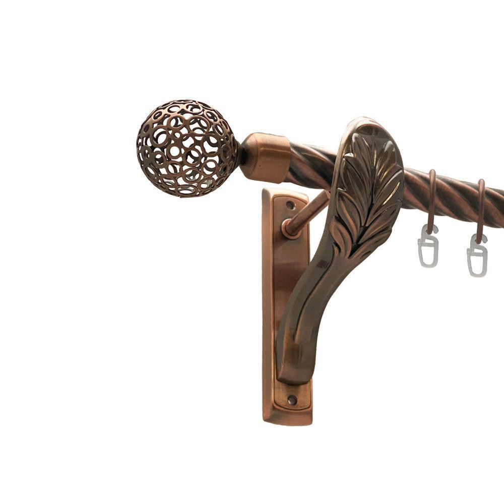 Карниз Orvit Савона металевий однорядний ретро скручена труба кільце металеве Мідь 25 мм 200 см (00-00016371) Львів - фото 1