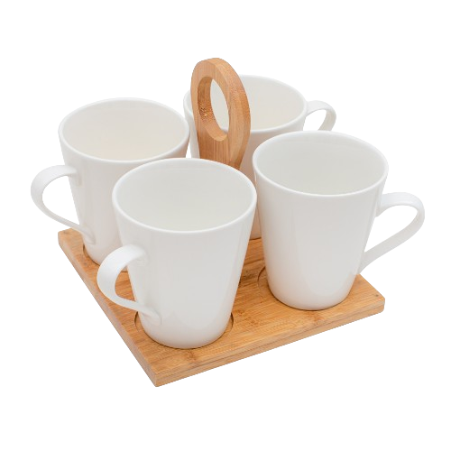 Набір чашок Naturel 4шт 245мл на бамбук.підставці БОНА ДИ Житомир