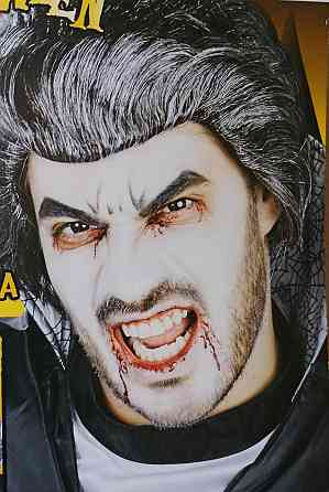 Перука на Хелловін чорне волосся з сивими пасмами оne size Київ