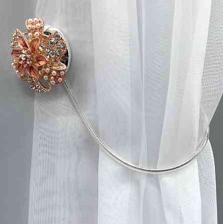 Магніти для штор та гардин "Flowers" набір 2 шт Персиковий (81-235) Київ