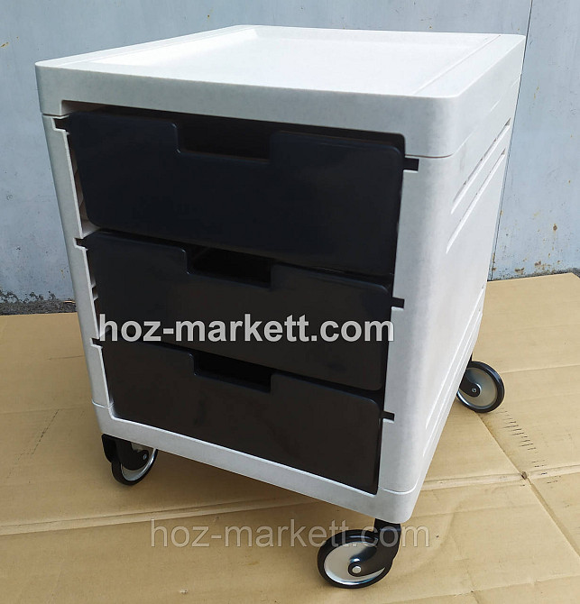 Комод пластиковый тумбочка на 3 ящика на колесах беж с коричневым Харьков - изображение 9