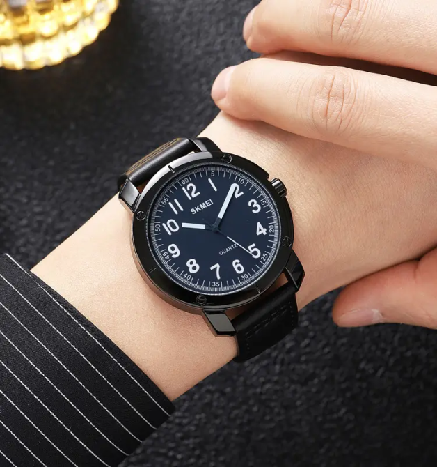 Классические наручные мужские часы Skmei 1987 Черны с синим Киев - изображение 6