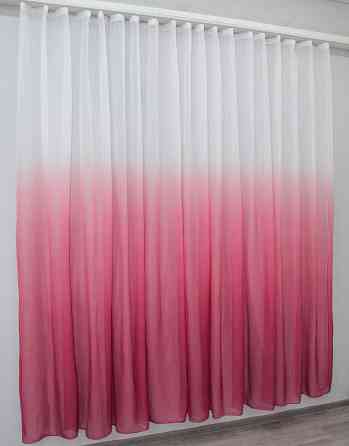 Тюль VR-Textil 579т Розтяжка "Омбре" на батисті (під льон) з обтяжувачем Марсала з білим 300х250 см (42-0857) Київ