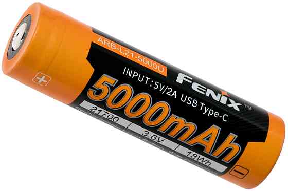Аккумулятор 21700 Fenix ARB-L21-5000U зарядка USB Type-C (Черно-оранжевый) Винница
