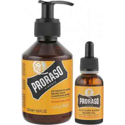 Набір косметики Proraso Wood &amp; Spice для бороди Шампунь 200 мл + Олія 30 мл (8004395007455) Вінниця