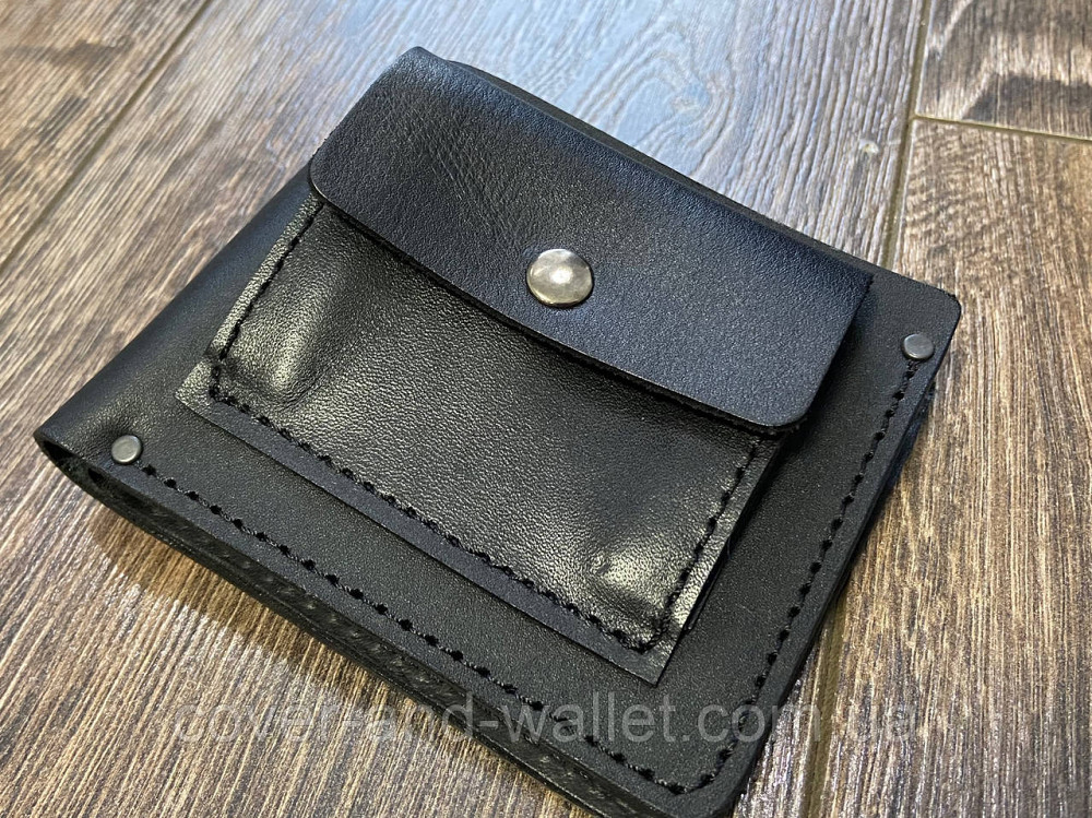 Компактний чоловічий гаманець ручної роботи без фіксації із міцної шкіри PS Leather Київ - фото 6