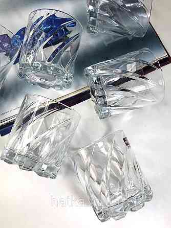 Набір склянок для віскі OLens "Хвиля" ОБЕРТАЮТСЯ  280 мл 6 шт. прозоре скло для дому та ресторанів 102-476 Київ