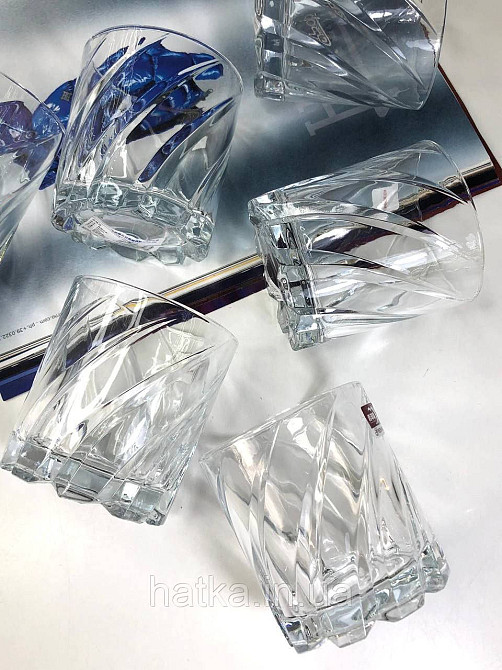 Набір склянок для віскі OLens "Хвиля" ОБЕРТАЮТСЯ  280 мл 6 шт. прозоре скло для дому та ресторанів 102-476 Київ - фото 6