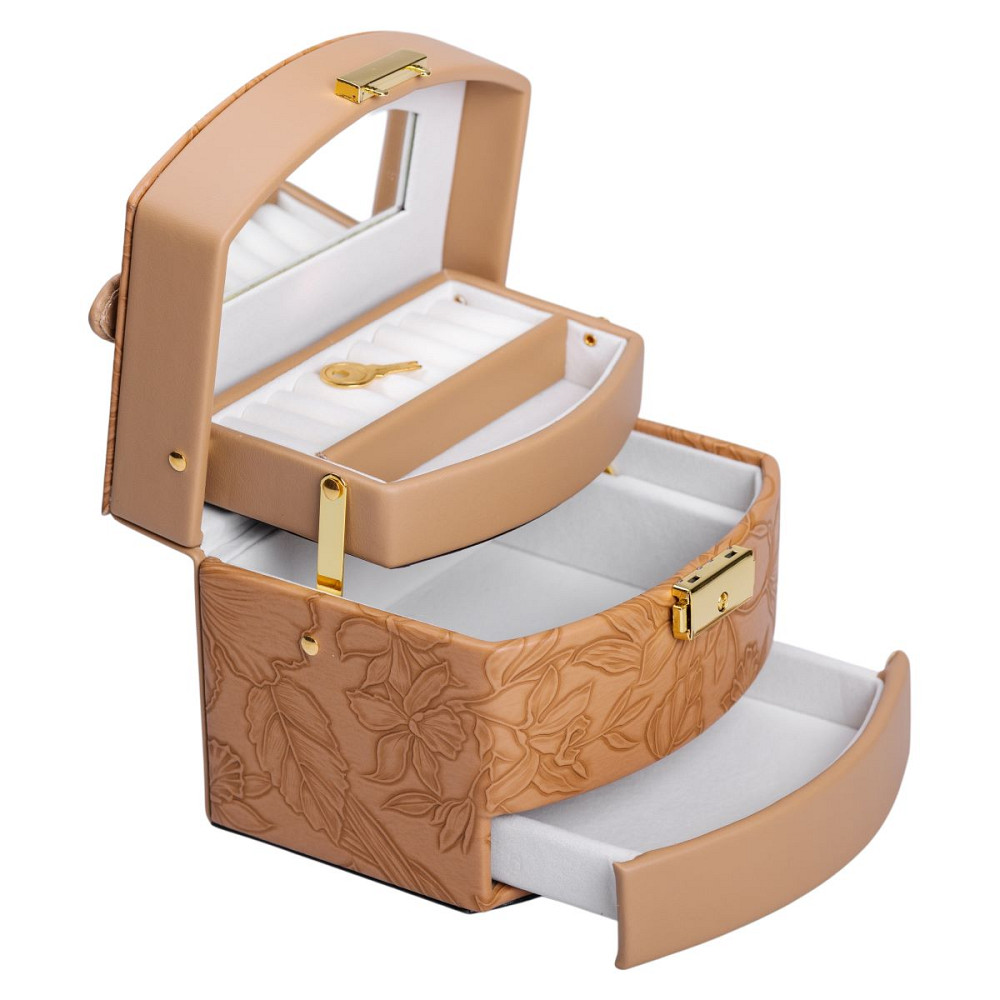 Скринька для прикрас з еко шкіри 3 яруси із замком органайзер для ювелірних виробів HP-5-23BR Коломия - фото 7