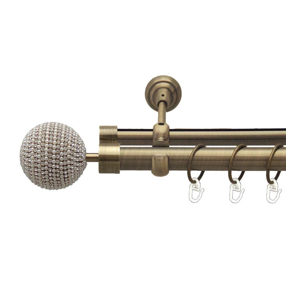 Карниз Orvit Карера металевий дворядний опозитний гладка \ профільна труба кільце металеве Антик 25\19 мм 240 см (7524090) Львів - фото 1