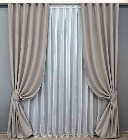 Комплект готових штор VR-Textil Блекаут Midnight № 1672ш Сіро-бежевий 100х290 см 2 шт (31-825) Київ