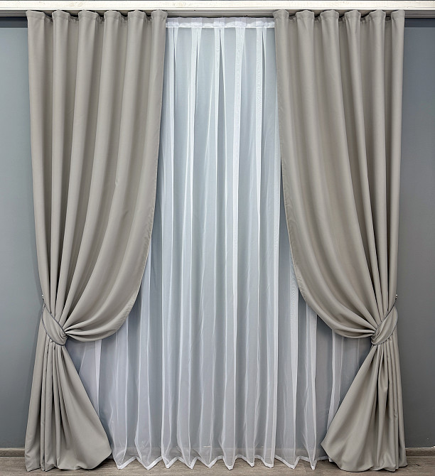 Комплект готових штор VR-Textil Блекаут Midnight № 1672ш Сіро-бежевий 100х290 см 2 шт (31-825) Київ - фото 2