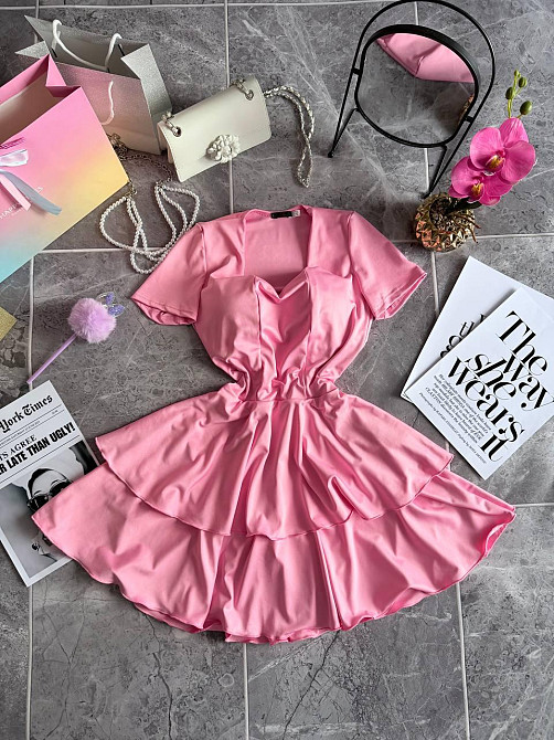 Жіноче стильне літнє плаття з еластичного мікродайвінгу Рожевий, 46/48 Одеса - фото 8