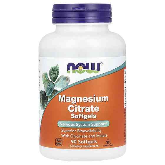 Магній цитрат, Magnesium Citrate, Now Foods, 90 гелевих капсул Київ