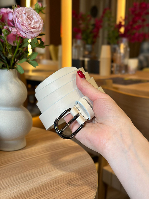 Кожаный женский ремень в белом цвете 6231 Киев - изображение 5