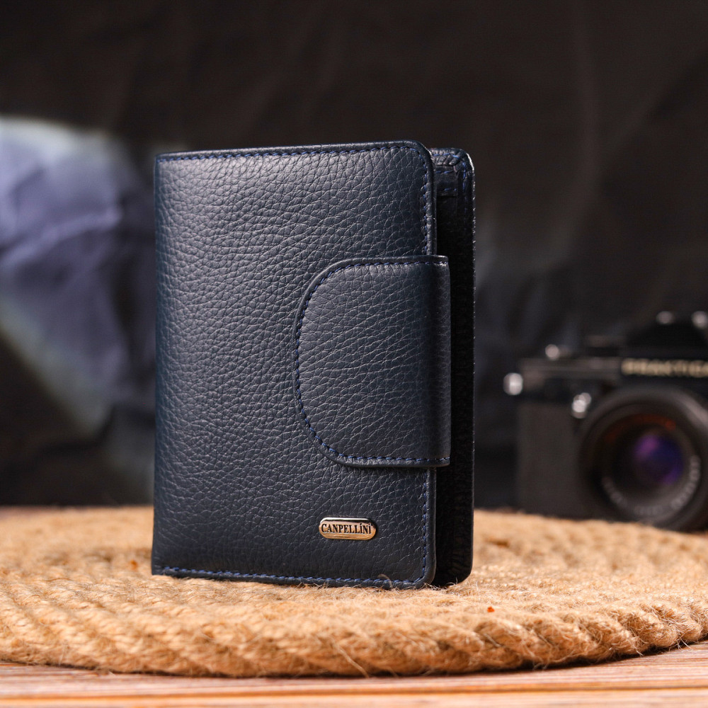 Интересный вертикальный кошелек из натуральной кожи CANPELLINI 21675 Синий Киев - изображение 9