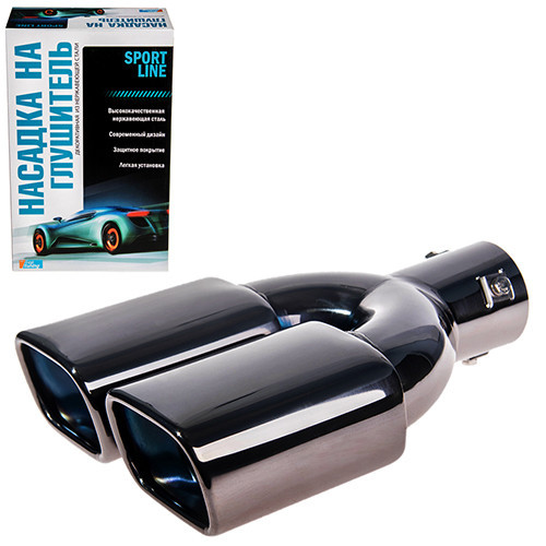 Насадка на глушник 0352 BK d-58х265мм подвійна/нержавіюча сталь Винница - изображение 1