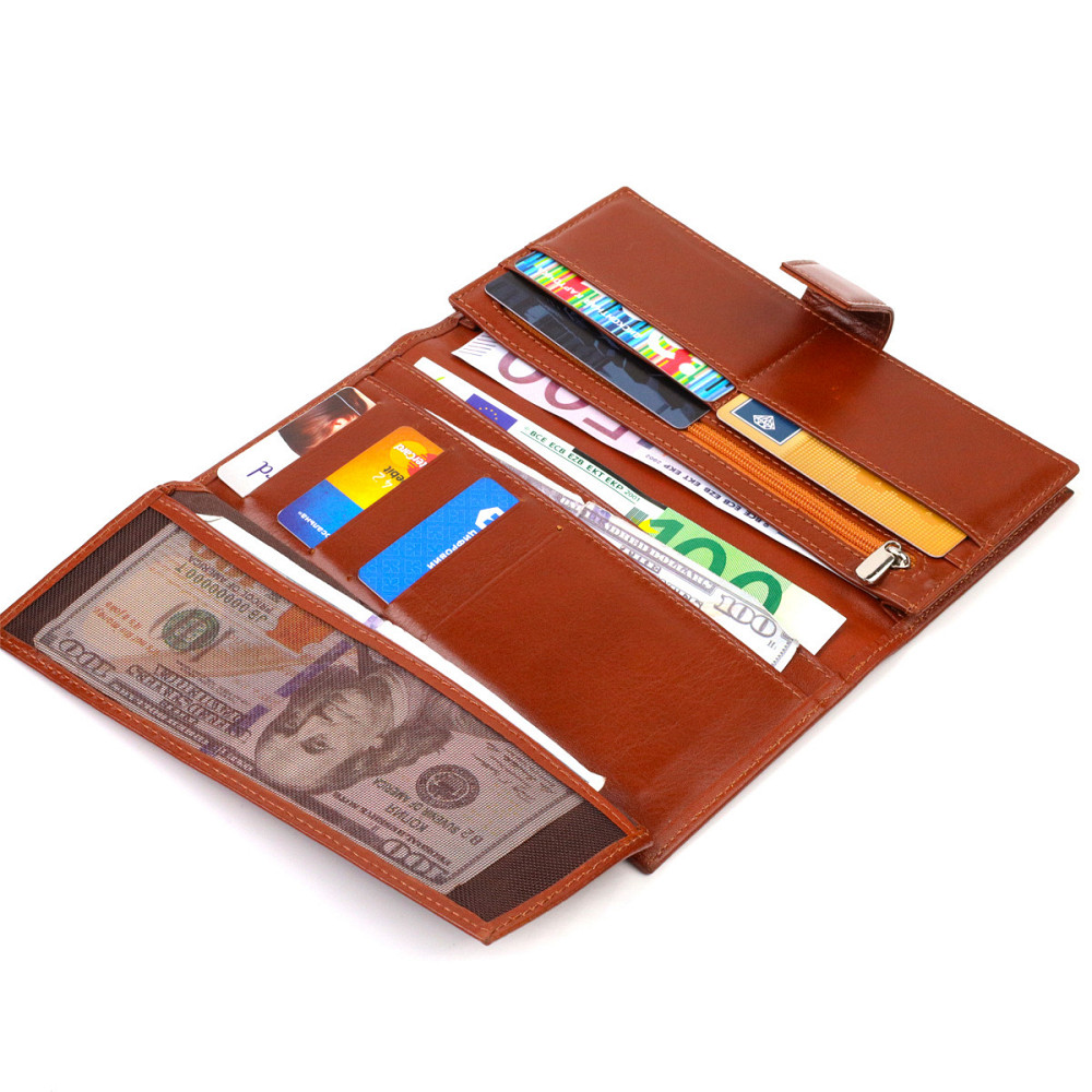 Практичне вертикальне чоловіче портмоне з натуральної гладкої шкіри CANPELLINI 21721 Коричневе Київ - фото 4