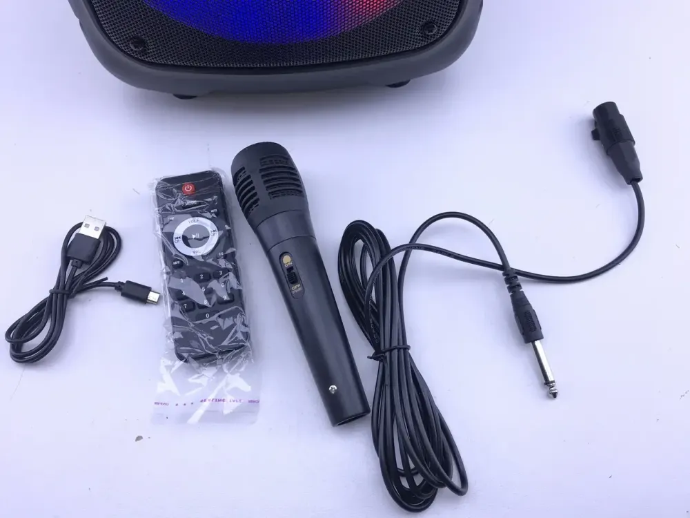 Портативна Bluetooth колонка ZQS-8211 з колесами та ручкою, LED, FM, USB, TF, TWS, бездротовим мікрофоном Одеса - фото 8