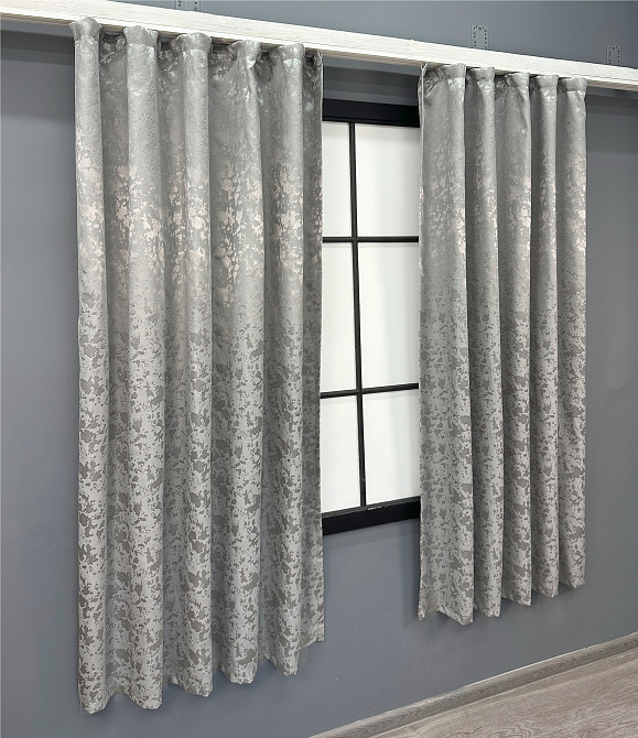 Комплект коротких штор VR-Textil Льон мармур Pavliani VO № 1714ш Сірий 130х170 см 2 шт (35-0340) Київ - фото 3