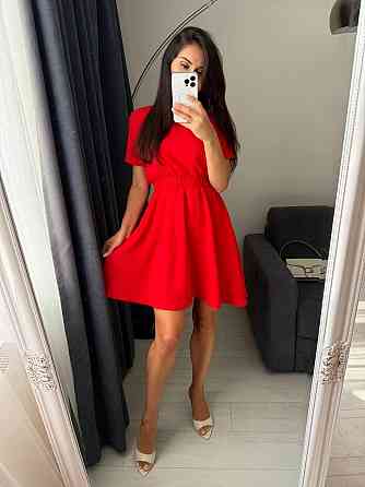 Жіноче легке приталене базове плаття креп жатка Червоний, 46/48 Одеса