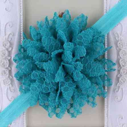 Повязка на голову детская с цветком 40-50 см бирюзовый Киев