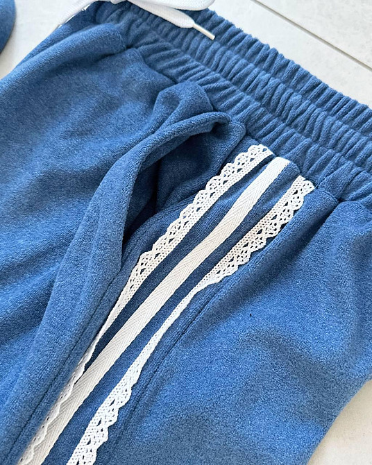 Жіночий стильний прогулянковий велюровий костюм-двійка Блакитний, 48/50 Одеса - фото 3