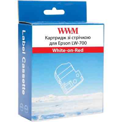 Лента для принтера этикеток WWM для Epson LW-700 24mm х 8m White-on-Red (WWM-SD24R) Винница