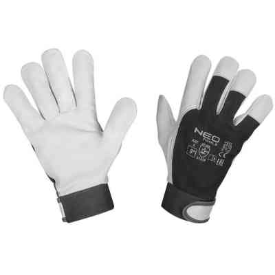 Защитные перчатки Neo Tools козья кожа, фиксация запястья, р.8, черно-белый (97-655-8) Винница