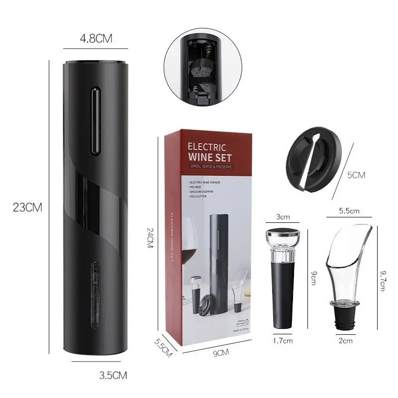 Електричний штопор на батарейках для вина 4в1 електроштопор, аератор, пробка, ніж для фольги з підтавкою Кам'янець-Подільський - фото 7