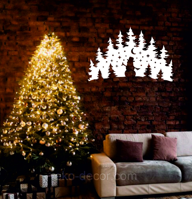 Декоративное настенное Панно «Новый год», Декор на стену 70*44 см, Белый Киев - изображение 2