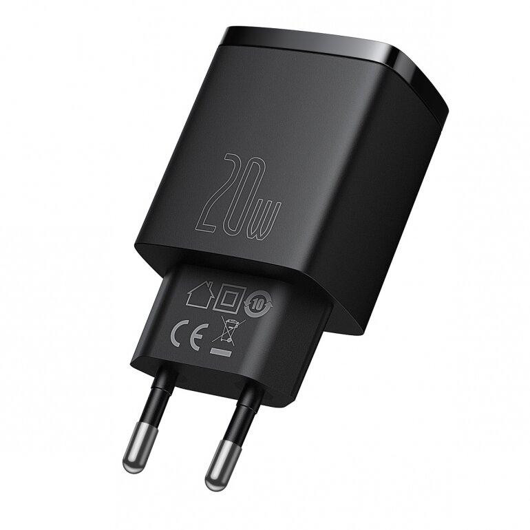 Зарядний пристрій Baseus Compact Quick Charger USB+Type-C 20W Чорний (CCXJ-B01) Київ - фото 3