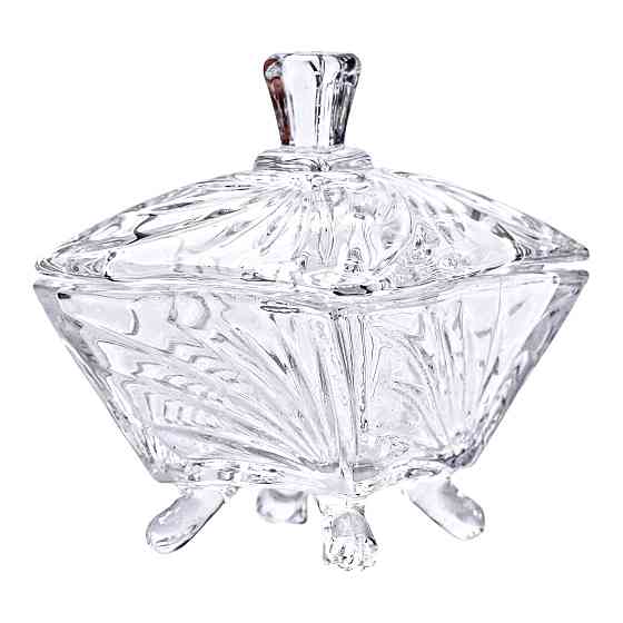 Цукорниця з кришкою 7.5×7.5×9 см ваза цукорниця скляна HP-4-117 Коломия