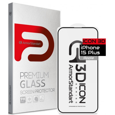 Скло захисне Armorstandart Icon 3D Apple iPhone 15 Plus Black (ARM68214) Вінниця - фото 1