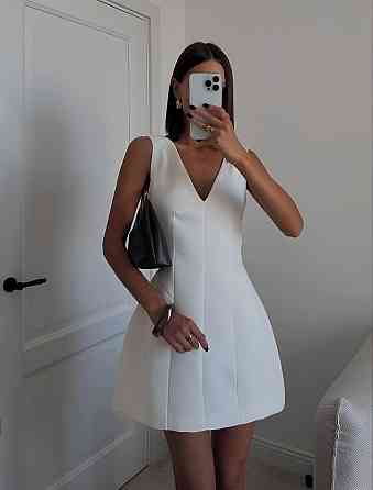 Женское базовое мини платье костюмка + подкладка софт Молочный, 44/46 Одесса