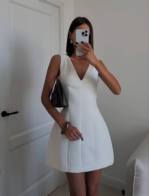 Женское базовое мини платье костюмка + подкладка софт Молочный, 44/46 Одесса - изображение 1