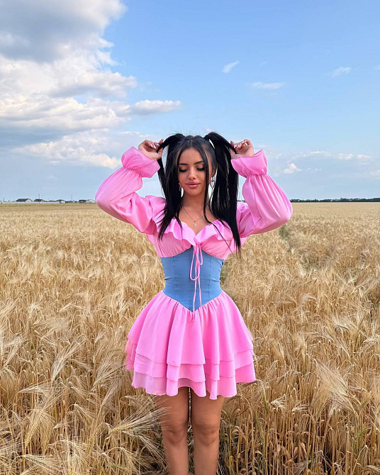 Женское нежное воздушное платье с корсетом крепшифон + джинс бенгалин 42/44, Барби Одесса - изображение 6