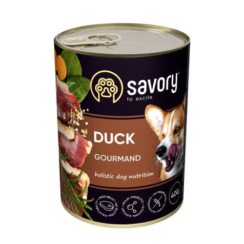 Корм влажный Savory Dog Gourmand Duck паштет для взрослых собак всех пород с уткой 400 г Киев - изображение 1