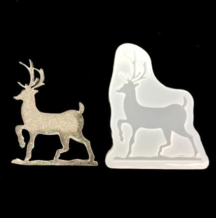 Молд силиконовый Олень новогодний 68 на 55 мм серый Киев - изображение 1