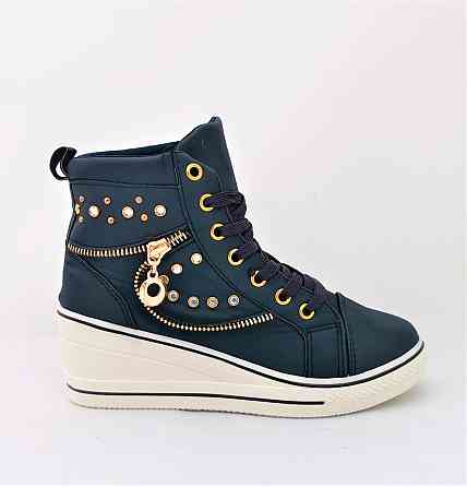 Жіночі Снікери Кросівки на Танкетці Сині Сліпони Мокасини на Платформі (розміри: 39,40) Дніпро