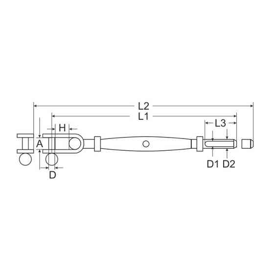 Обтискний нержавіючий фітинг "Талреп з рухомою вилкою" М8 (канат 4,0 мм) Одеса