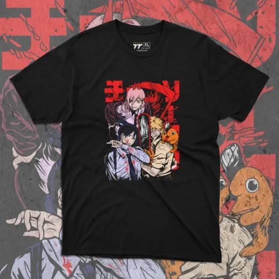 Футболка для подростка мальчика с принтом Человек Бензопила Денджи, Пауер, Акі Размер 160 Anime10476 Днепр