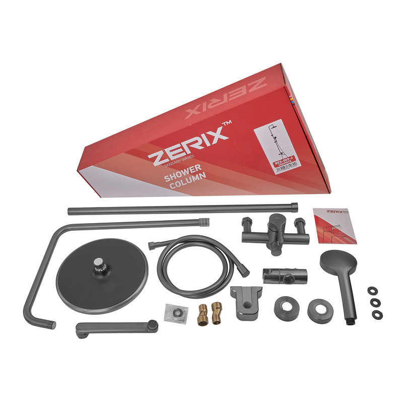 Душова колона зі змішувачем Zerix Rex-009-J Graphite з нержавіючої сталі (Колір графіт) (ZX6126)   ( 21179 ) Харьков - изображение 6