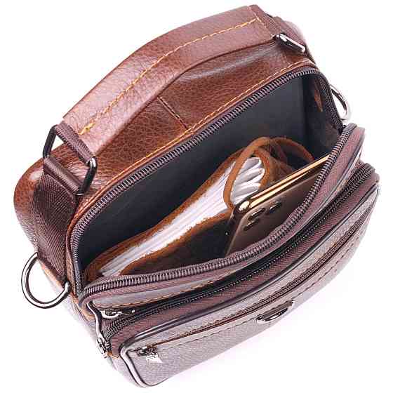 Превосходная мужская сумка из натуральной кожи 21279 Vintage Коричневая Киев