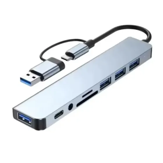 Мультифункциональный USB-хаб 8 в 1, универсальный адаптер, концентратор с входом Type-C, кардридер, HDTV+PD+USB 3.0+SD+TF+Type-C Коломыя