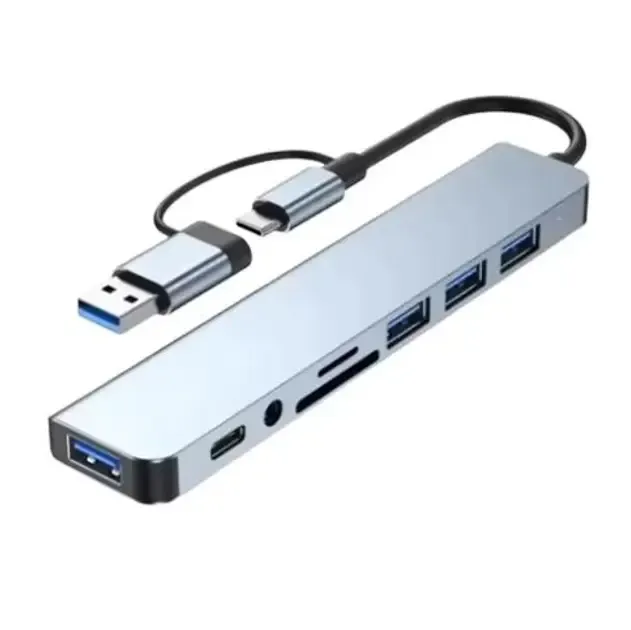 Мультифункциональный USB-хаб 8 в 1, универсальный адаптер, концентратор с входом Type-C, кардридер, HDTV+PD+USB 3.0+SD+TF+Type-C Коломия - фото 1