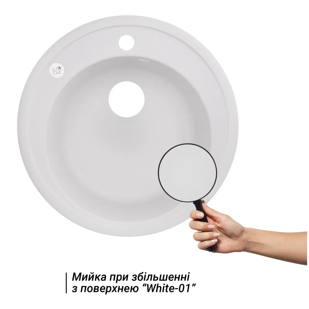 Кухонна мийка Lidz D510/200 WHI-01 (LIDZWHI01D510200) Київ - фото 8