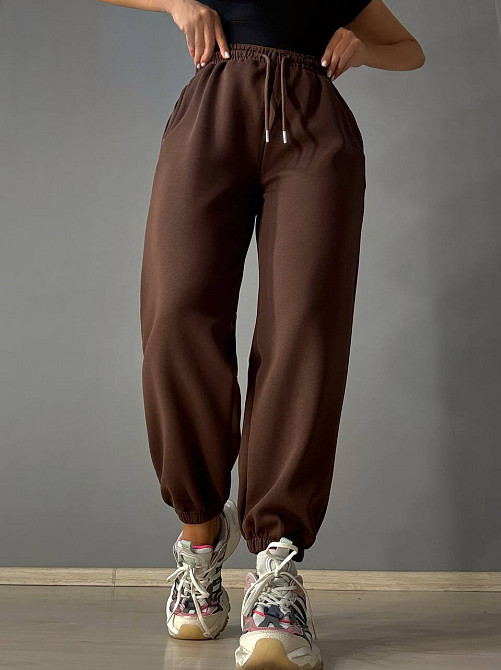 Штани жіночі A-N 27090 джогери спортивні на резинці трикотажні коричневі, коричневий, L Київ - фото 6