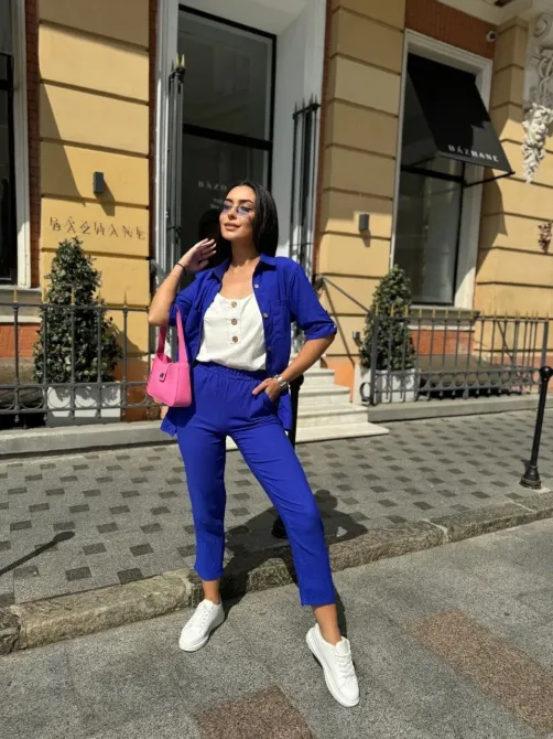 Женский летний костюм Рубашка из трёх частей Футболка Футболка Шёлковый креповый жнец Одесса - изображение 18